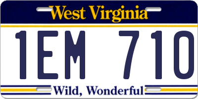 WV license plate 1EM710