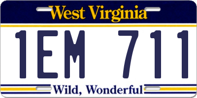 WV license plate 1EM711