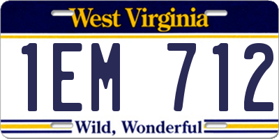 WV license plate 1EM712