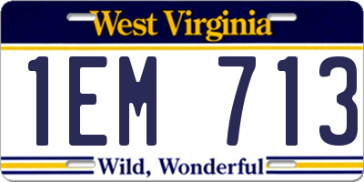 WV license plate 1EM713