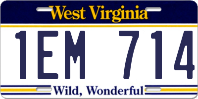 WV license plate 1EM714
