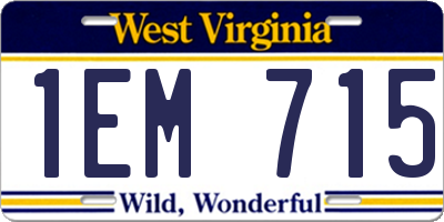 WV license plate 1EM715