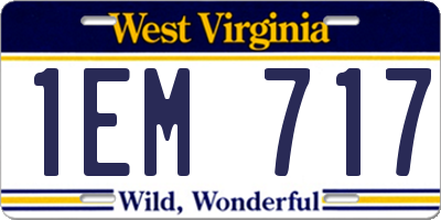 WV license plate 1EM717