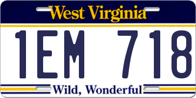 WV license plate 1EM718