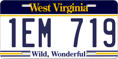 WV license plate 1EM719