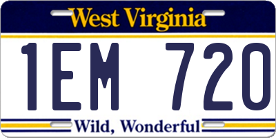 WV license plate 1EM720