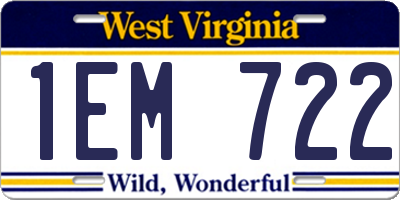 WV license plate 1EM722