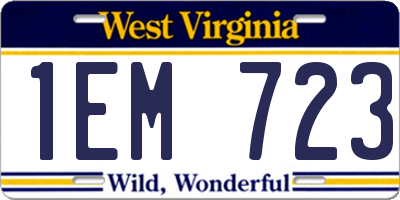 WV license plate 1EM723