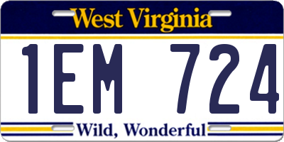 WV license plate 1EM724