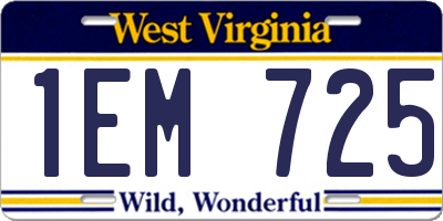 WV license plate 1EM725
