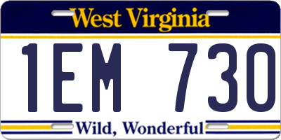 WV license plate 1EM730