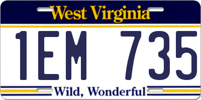 WV license plate 1EM735