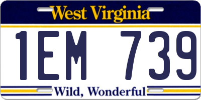 WV license plate 1EM739