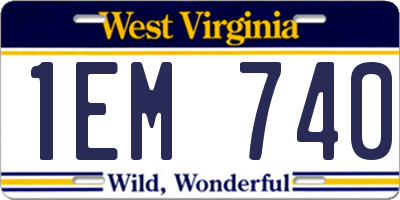 WV license plate 1EM740