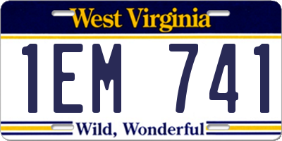 WV license plate 1EM741