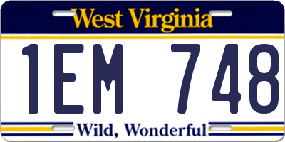 WV license plate 1EM748