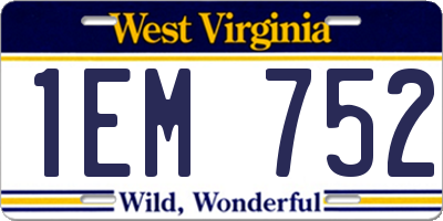 WV license plate 1EM752