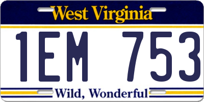 WV license plate 1EM753
