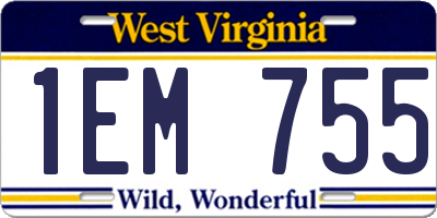 WV license plate 1EM755