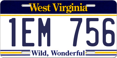 WV license plate 1EM756