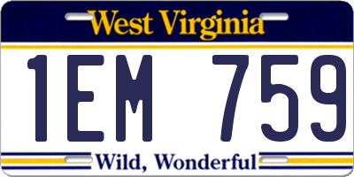 WV license plate 1EM759