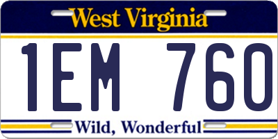 WV license plate 1EM760