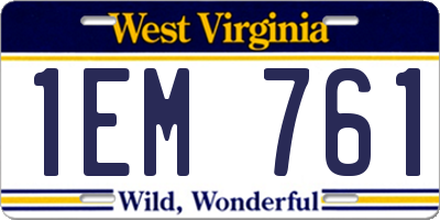 WV license plate 1EM761