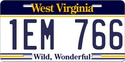 WV license plate 1EM766