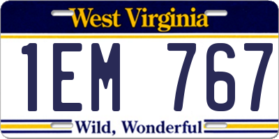 WV license plate 1EM767
