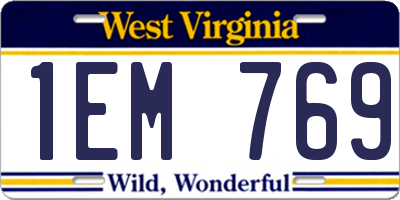 WV license plate 1EM769