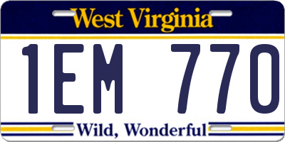 WV license plate 1EM770