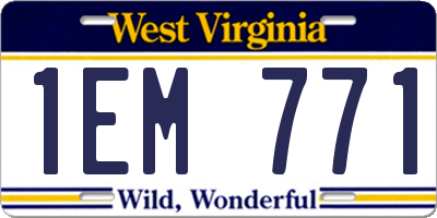 WV license plate 1EM771