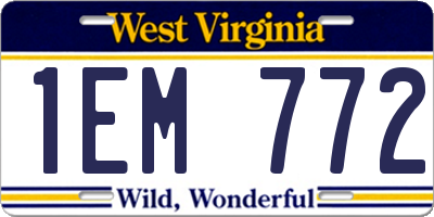 WV license plate 1EM772