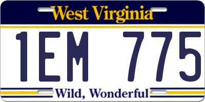 WV license plate 1EM775