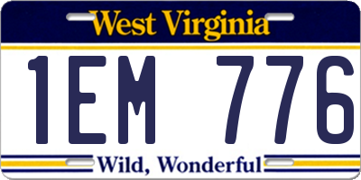 WV license plate 1EM776