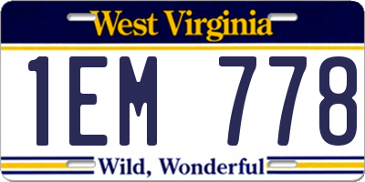 WV license plate 1EM778