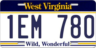 WV license plate 1EM780