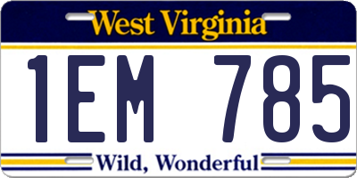 WV license plate 1EM785