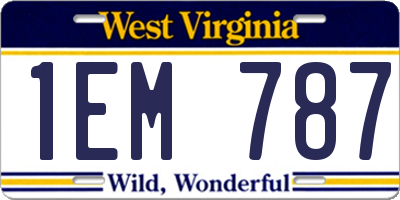 WV license plate 1EM787