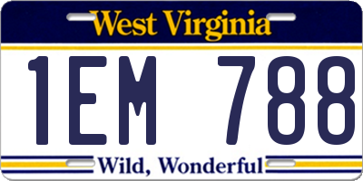 WV license plate 1EM788