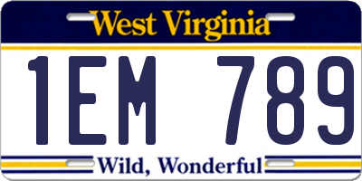 WV license plate 1EM789