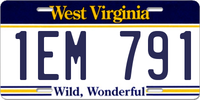 WV license plate 1EM791