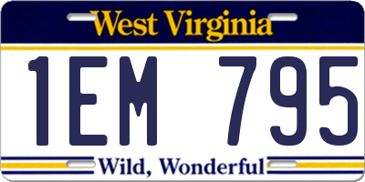 WV license plate 1EM795