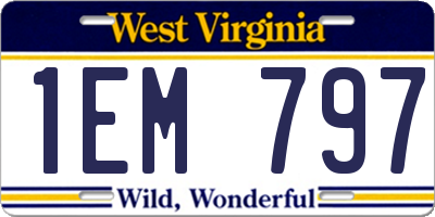 WV license plate 1EM797