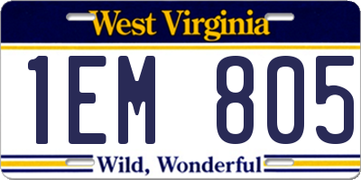 WV license plate 1EM805