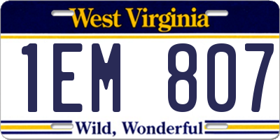 WV license plate 1EM807