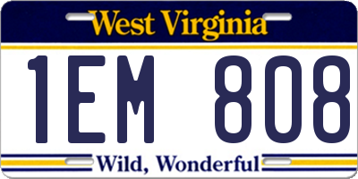 WV license plate 1EM808