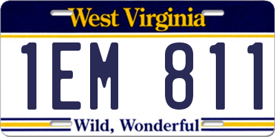 WV license plate 1EM811
