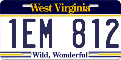 WV license plate 1EM812