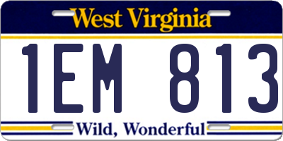 WV license plate 1EM813